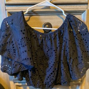 Seek black ruffle blouse size small womens